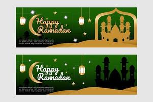 banner happy ramadan met twee modellen vector