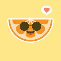 schattig en kawaii stripfiguur oranje. gezonde gelukkige biologische fruit karakter illustratie. citrusvruchten met veel vitamine C. zuur, waardoor het fris aanvoelt. vector