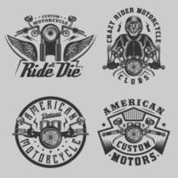 vintage aangepaste motorfiets vintage badge vector