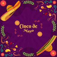 platte cinco de mayo achtergrond met deeltjeselement vector