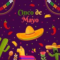 platte cinco de mayo mexicaanse vakantie viering achtergrond vector