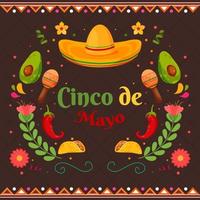 platte cinco de mayo mexicaanse vakantie viering achtergrond vector