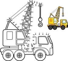 Van punt naar punt kraan geïsoleerd kleurplaat voor kinderen vector