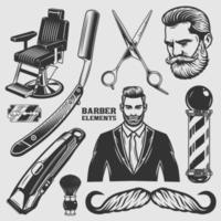 set vintage barbershop-elementen vector