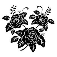 silhouet zwarte roos bloem decoratie vector