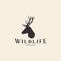 wild dier herten hoofd gewei met retro concept logo vector pictogram symbool illustratie ontwerpsjabloon