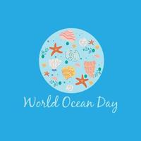 wereld oceaan dag met zeeleven logo vector pictogram symbool illustratie ontwerp