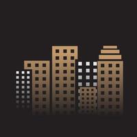 stad bij nacht gebouw wolkenkrabber onroerend goed logo vector pictogram symbool illustratie ontwerp