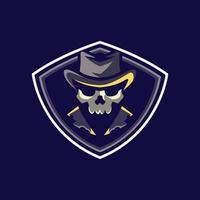 schedel cowboy mascotte logo vector