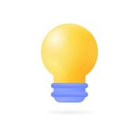 3d geel gloeilampenpictogram. idee concept voor bedrijf of opstarten. vector
