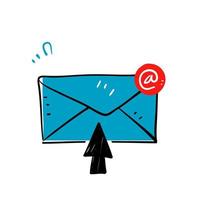 hand getrokken doodle klik e-mail pictogram illustratie vector geïsoleerd