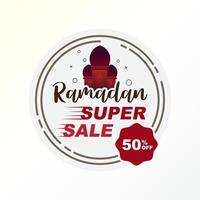 ramadan verkoop cirkel banner korting sjabloonontwerp met moskee voor zakelijke promotie vector