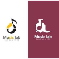 muziek met lab wetenschap logo ontwerp concept vector. scheikunde vector