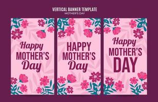 gelukkige moederdag retro webbanner voor sociale media verticale poster, banner, ruimtegebied en achtergrond vector