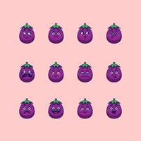 schattige aubergine emoticon vector