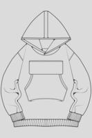 hoodie oversized omtrek tekenen vector, hoodie oversized in een schets stijl, trainers sjabloon omtrek, vector illustratie.