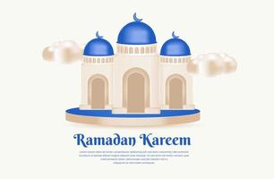 islamitische ramadan groeten compositie met moskee 3d vector