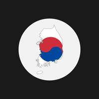 Zuid-Korea kaart silhouet met vlag op witte achtergrond vector