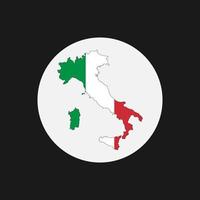 Italië kaart silhouet met vlag op witte achtergrond vector