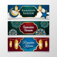 ramadan kareem en idul fitri bannersjabloon set vector