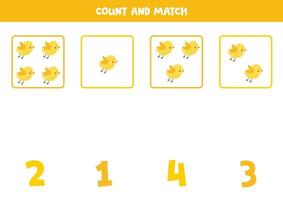 telspel voor kinderen. tel alle vogels en match met nummers. werkblad voor kinderen. vector