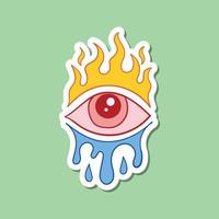 hand getrokken oog met water en vuur vintage doodle illustratie voor stickers print etc premium vector