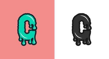 eng, griezelig, spookachtig druipend letter c typografie logo-ontwerp vector