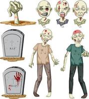 set halloween zombie-objecten vector