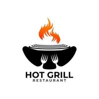 hete grill pictogram teken symbool hipster vintage logo vector