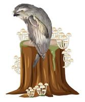 uil staande op boomstronk in cartoonstijl vector