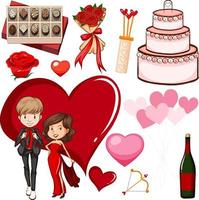 valentijnsthema met geliefden en cake vector