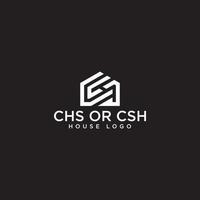 chs of csh huis logo ontwerp vector