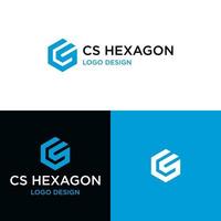 cs zeshoek logo ontwerp vector