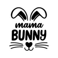 Pasen mama bunny vector kleurrijke wenskaart met bloemen eieren belettering kalligrafie. vrolijk pasen belettering wenskaart. handgetekende belettering poster voor Pasen. gelukkig Pasen citaten vector.