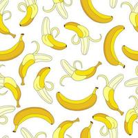 banaan vector naadloze patroon op een gekleurde achtergrond. fruitig zoet patroon