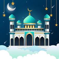 moskee bij nacht achtergrond vector