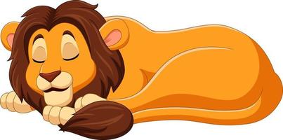 cartoon leeuw slapen op witte achtergrond vector