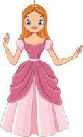 cartoon mooie prinses in roze jurk vector