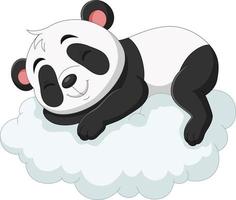 cartoon baby panda slapen op de wolken vector