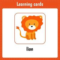 leerkaarten voor kinderen. dieren. leeuw vector