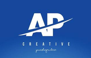 ap ap letter modern logo-ontwerp met witte gele achtergrond en swoosh. vector