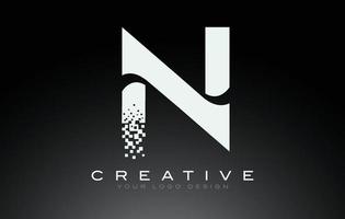 n eerste letter logo-ontwerp met digitale pixels in zwarte en witte kleuren. vector