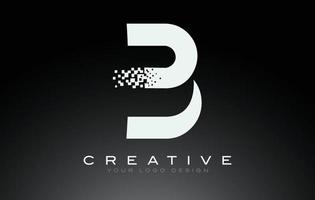 b eerste letter logo-ontwerp met digitale pixels in zwarte en witte kleuren. vector