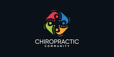 creatieve chiropractie en community logo-ontwerpsjabloon met uniek concept premium vector