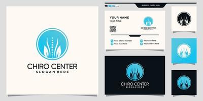 chiropractisch centrumlogo met negatief ruimtecirkelconcept en visitekaartjeontwerp premium vector