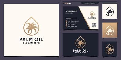 plam oil-logo met blad- en lijnkunststijl en visitekaartjeontwerp vector