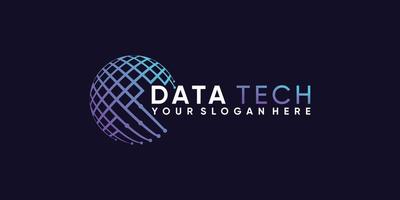 data tech wereldwijde logo-ontwerpinspiratie met unieke premium vector in lijnkunststijl