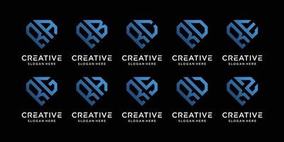 set van creatieve bundel monogram logo ontwerp sjabloon beginletter r gecombineerd met andere. pictogrammen voor zakelijk en persoonlijk. premium vector