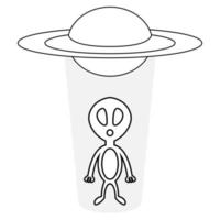 alien en ufo voor kleurboek vector