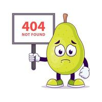 met uithangbord 404 niet gevonden schattige peer cartoon vector